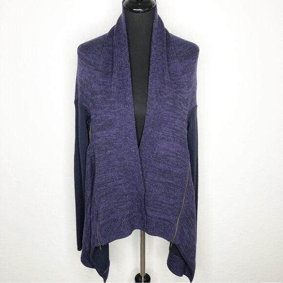 Lululemon Wrap It Up dark purple elbow patch side zip merino wool cardigan 8 - Picture 1 of 16